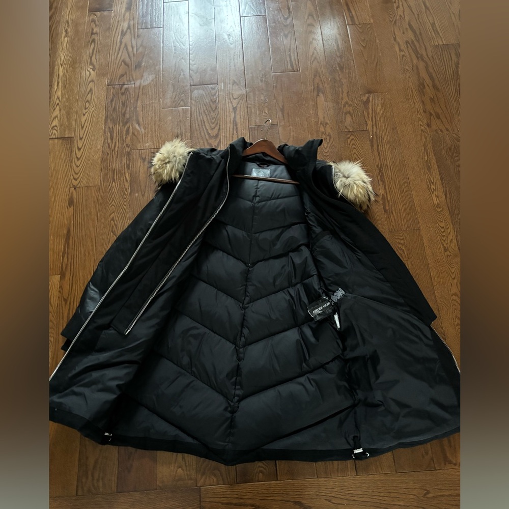 Atelier Noir Black Down Puffer Coat division of Rudsak Genuine Raccoon Fur Trim - Picture 9 of 16